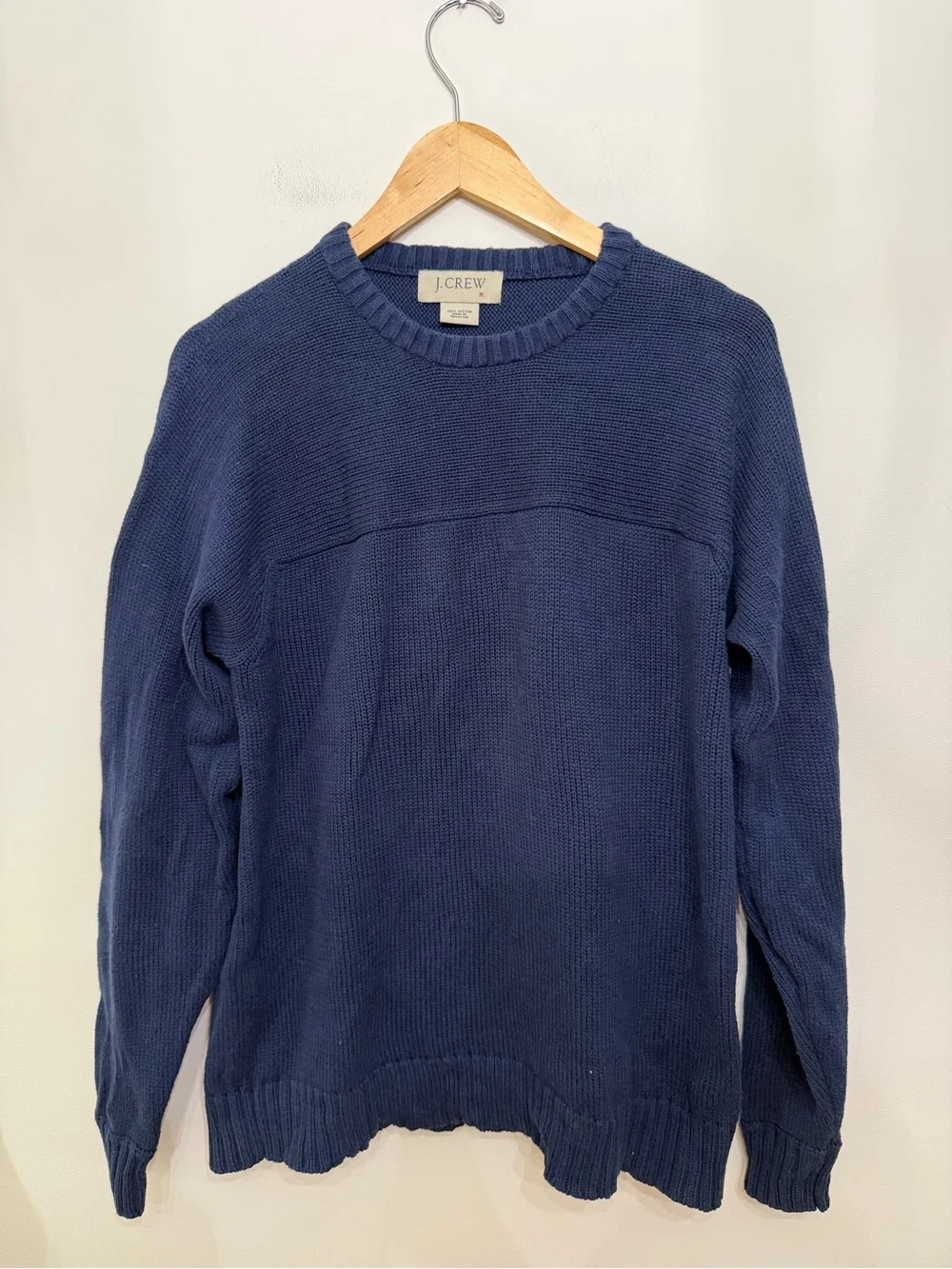 J. Crew Heritage Cotton Crewneck Sweater Knit Pullover Navy Blue Cozy Men’s M